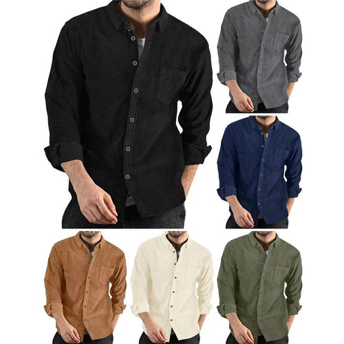 Casual corduroy shirt for men with chest pocket and trendy collar Amarae
