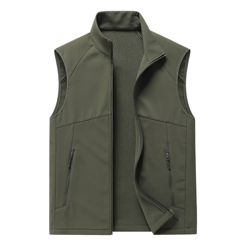Men's softshell vest with stand-up collar, windproof performance softshell and structured inner side Amarae