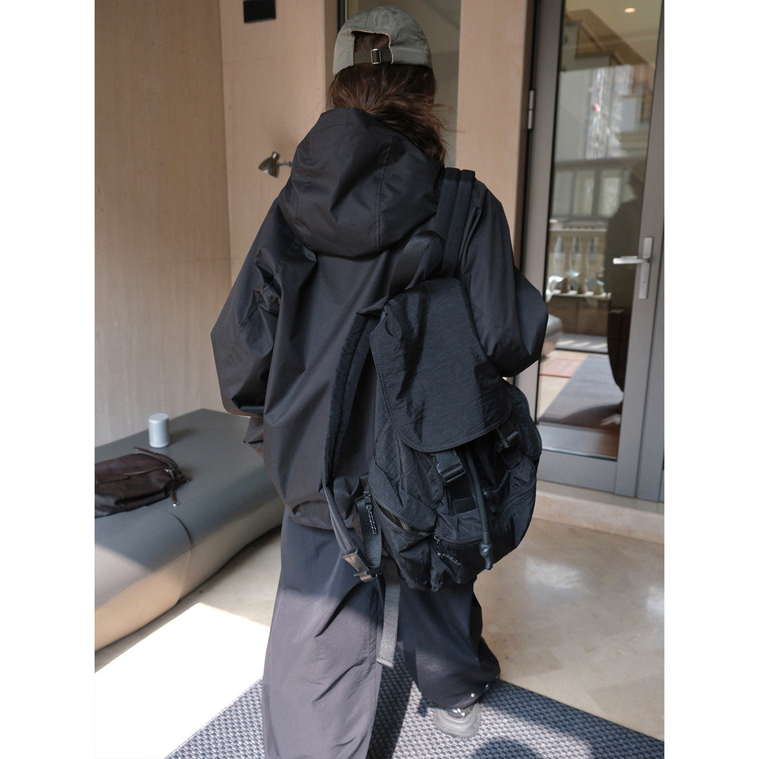 Women's Lightweight Water-Repellent Hooded Rain Parka with Drawstring and Front Zipper Amarae
