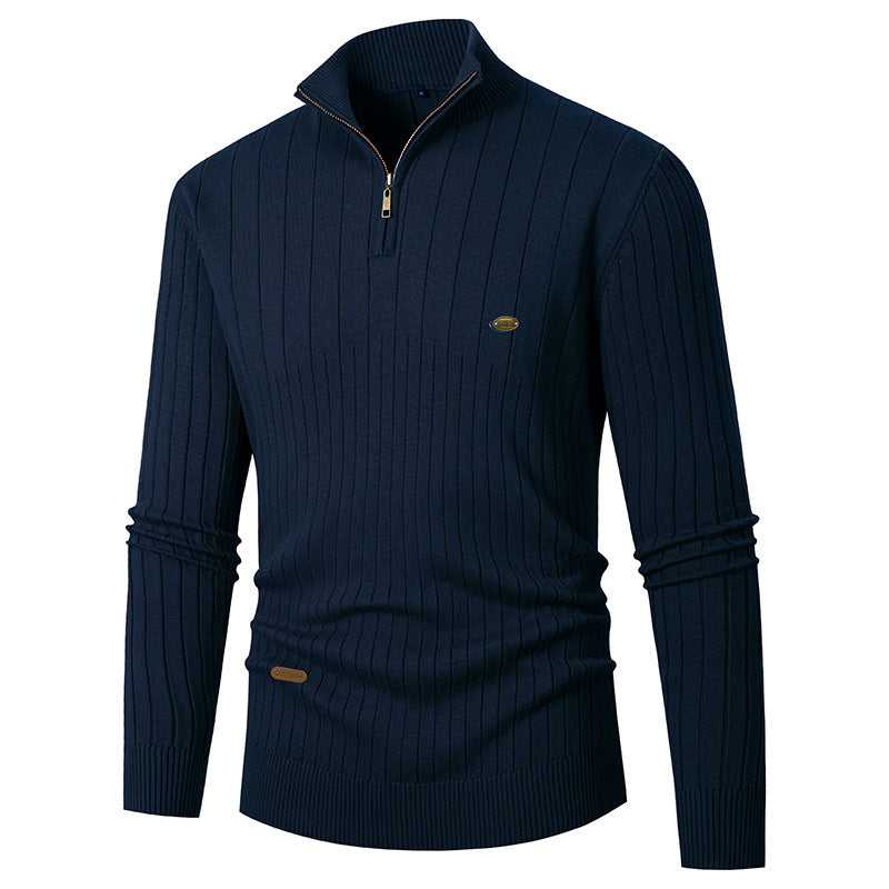 Elegant knitted sweater for men with half-zip and finely ribbed design Lune London