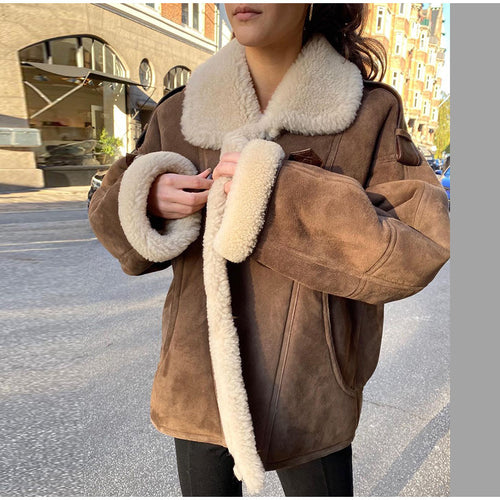 Oversized chic and stylish ladies' suede jacket