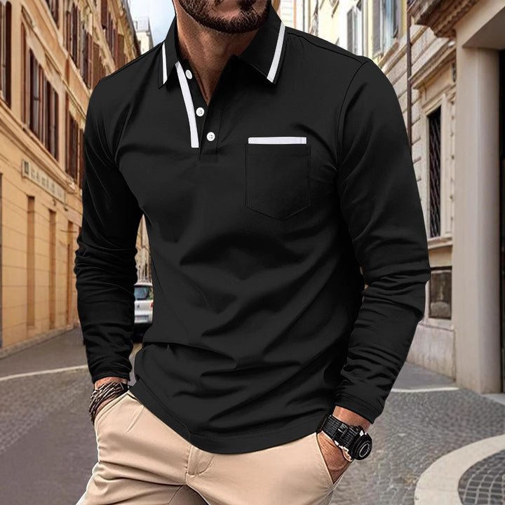 Men's long sleeve polo shirt with modern chic and style design