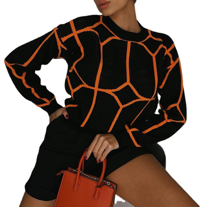 Trendy knitted sweater for women with geometric graphic design and great comfort Lune London