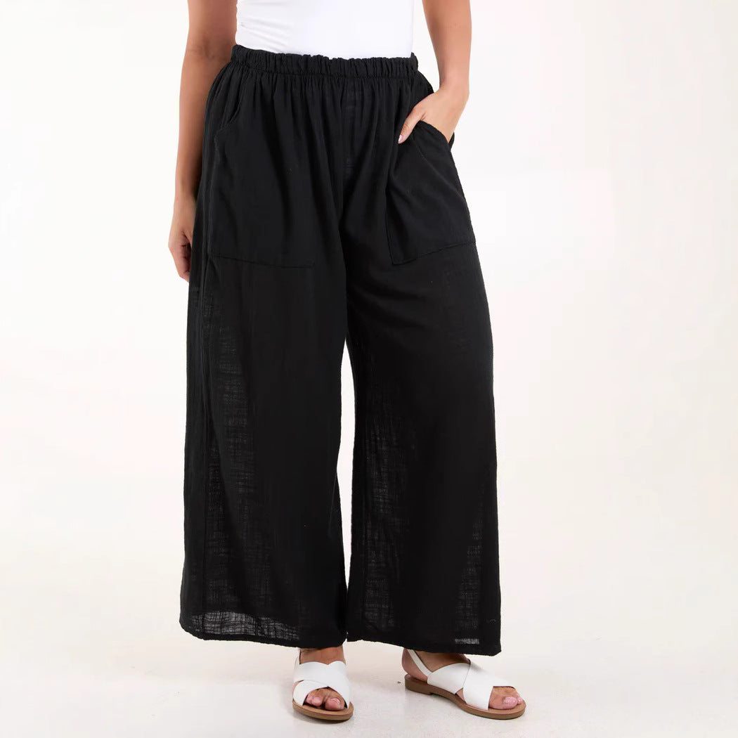 Light chiffon pants for women with elastic waist and practical pockets Lune London