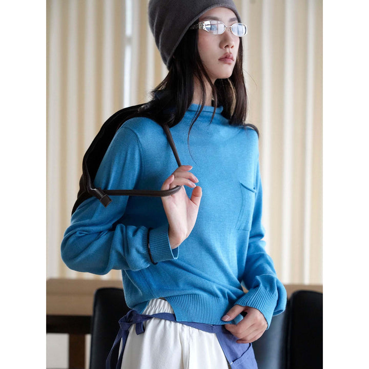 Women Lightweight Fine Knit Hoodie with Subtle Chest Pocket Amarae