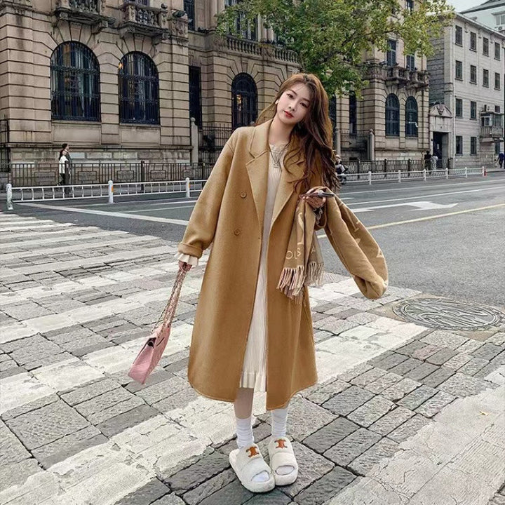 Women Elegant Double-Breasted Wool Coat Chic & Stil