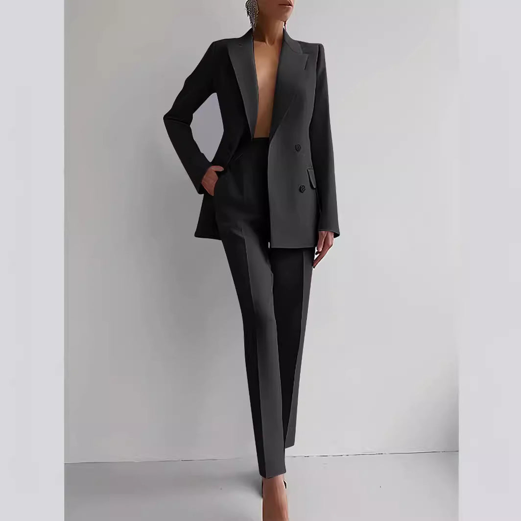 Women's Elegant Double-Breasted Blazer with Tailored Trousers Lune London