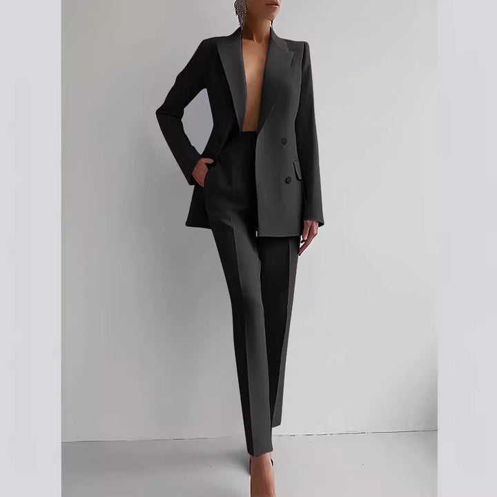 Women's Elegant Double-Breasted Blazer with Tailored Trousers Lune London