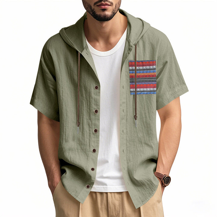 Casual short sleeve shirt for men with hood and colorful pattern Lune London