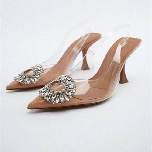 Elegant transparent pumps for women with sparkling jewelry detail Amarae