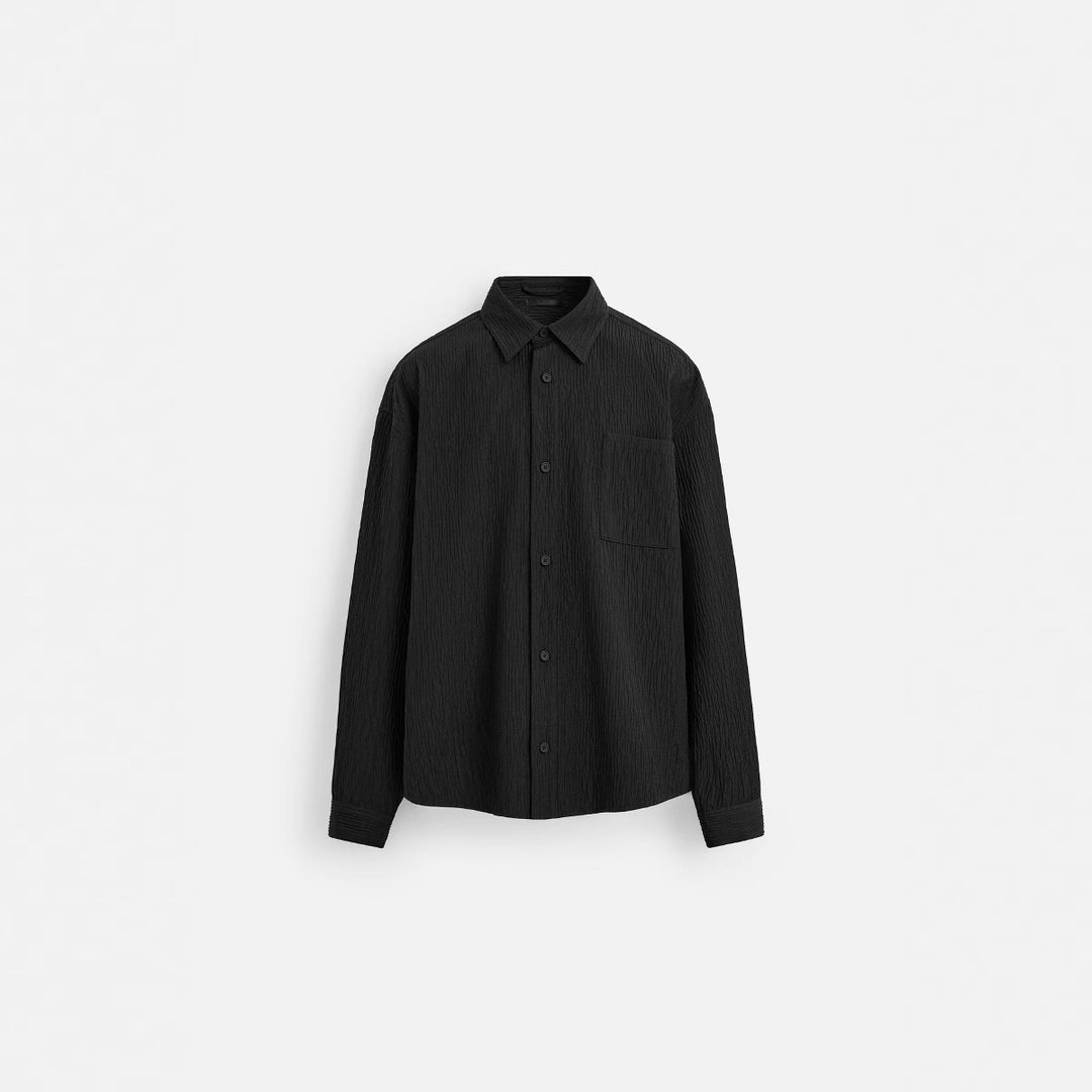 Men's Textured Crinkle Shirt with Chest Pocket and Boxy Fit Amarae