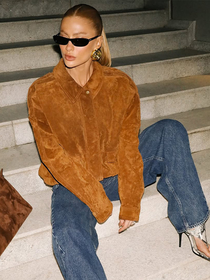 Veste en daim à la mode pour femmes dans une coupe décontractée Chic & Stil