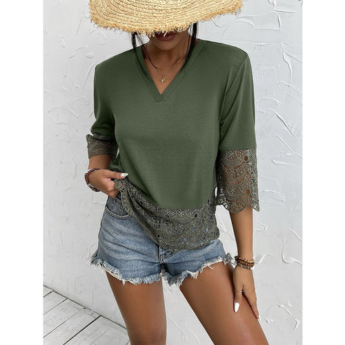 T-shirt for women with lace and V-neck Amarae