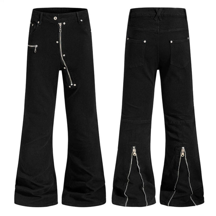 Women’s flared trousers with high waist, asymmetrical front zipper and utility details Amarae
