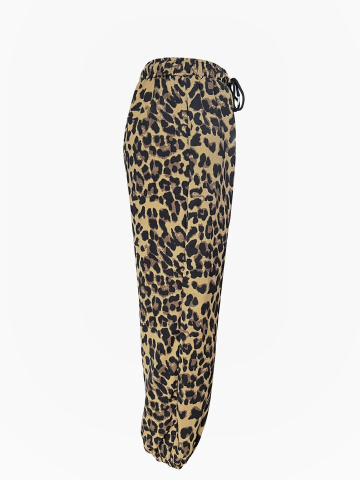 Leopard print leisure pants for women with elastic waist Lune London