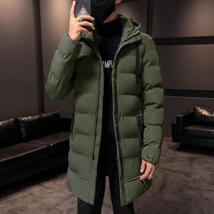 Long insulated bomber jacket for men with hood Amarae