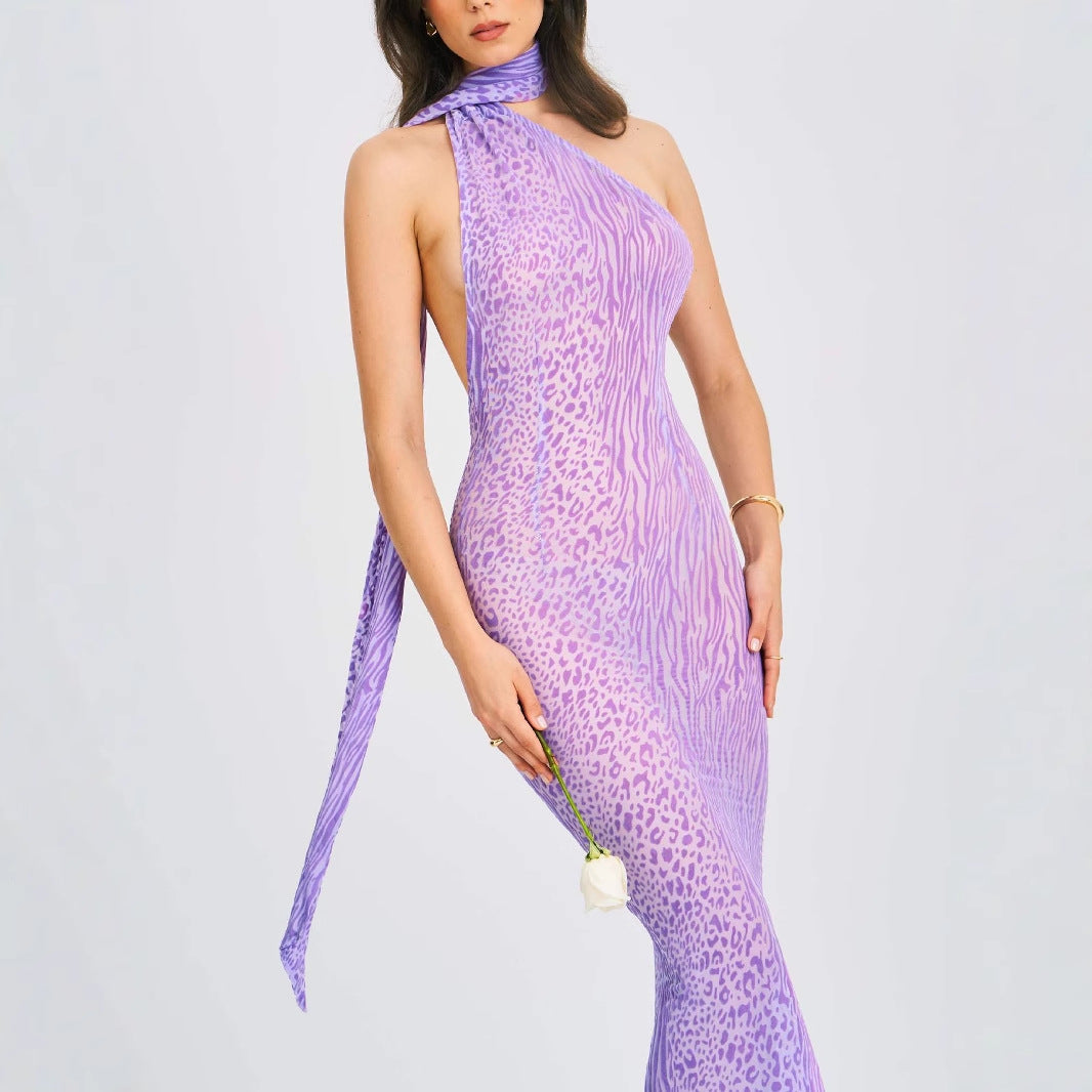 Ladies Elegant Wrap Dress with Asymmetrical Neck and Figure-Hugging Cut Lune London