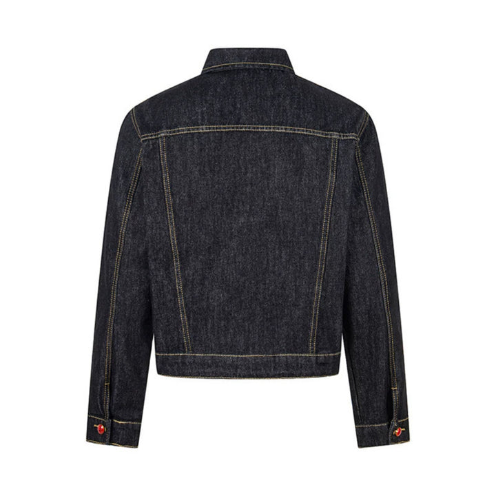 Women short-cut denim jacket in trucker style with decorative buttons Amarae