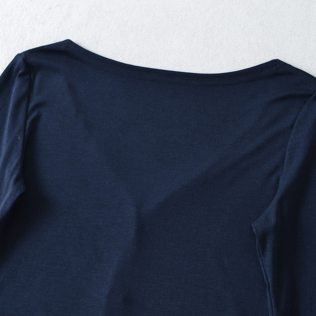 Women Cropped Jersey Cardigan with Deep V-Neck and Narrow Button Placket Amarae