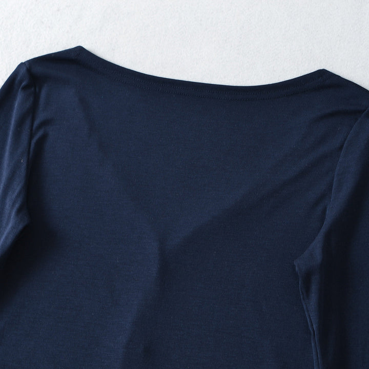 Women Cropped Jersey Cardigan with Deep V-Neck and Narrow Button Placket Amarae