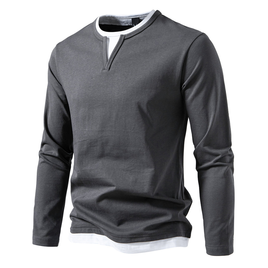 Men's long sleeve T-shirt with modern V-neckline and striking accents Lune London