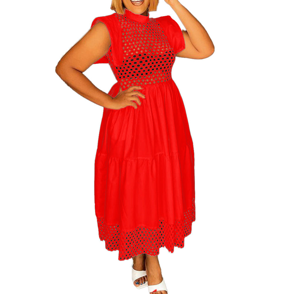 Midi dress for women with mesh top and voluminous skirt Lune London