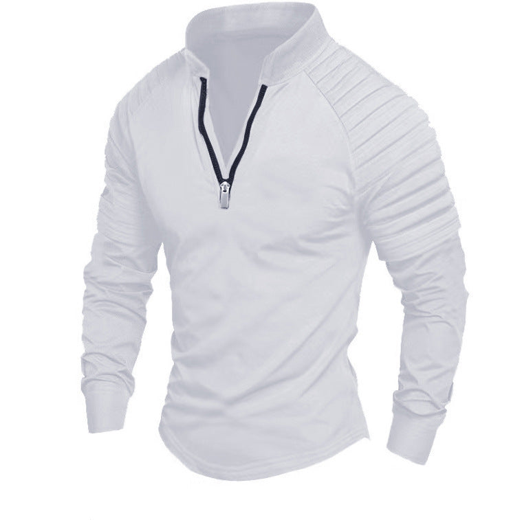 Men's training T-shirt with high collar and discreet zipper Lune London