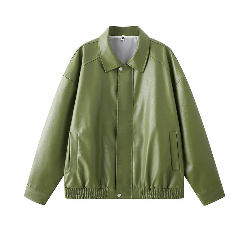 Elegant faux leather jacket for men with elastic waist Amarae