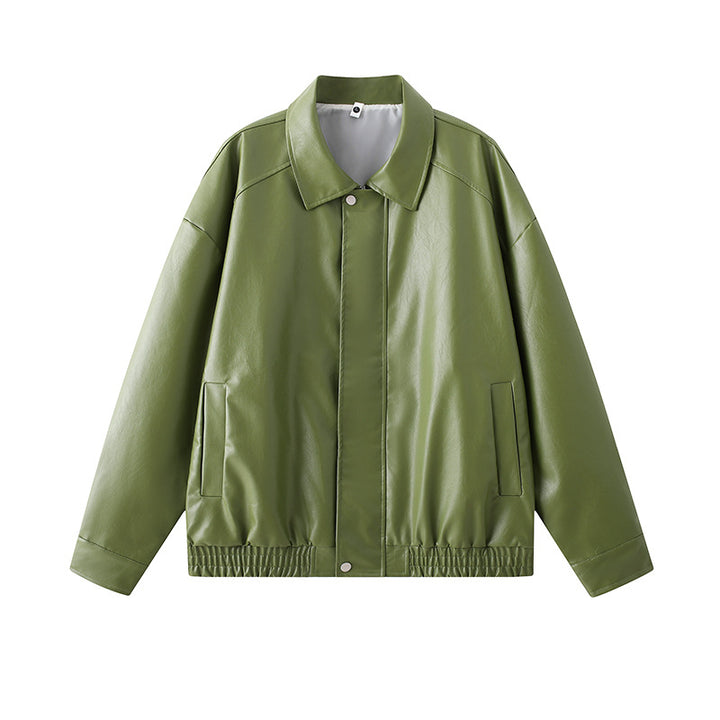 Elegant faux leather jacket for men with elastic waist Amarae