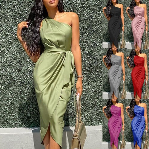 Elegant wrap dress for women with asymmetric cut and belt at the waist Amarae