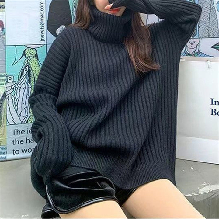 Pull tricoté pour femmes avec col haut et coupe décontractée Chic & Stil