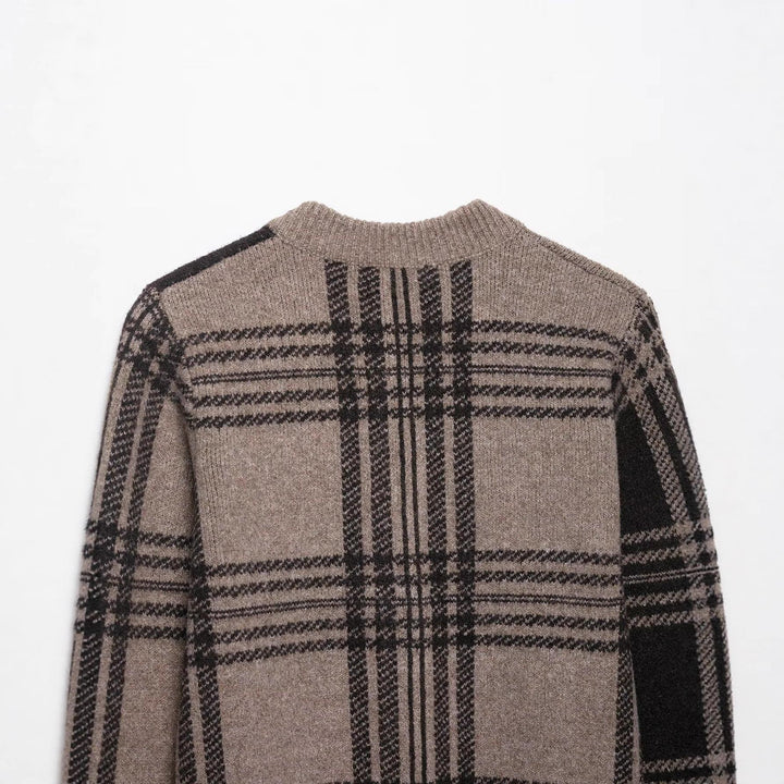 Ladies Chic tartan button sweater Lune London