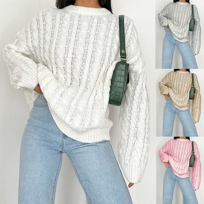 Chunky knit sweater for women with a refined twisted pattern in soft material Lune London