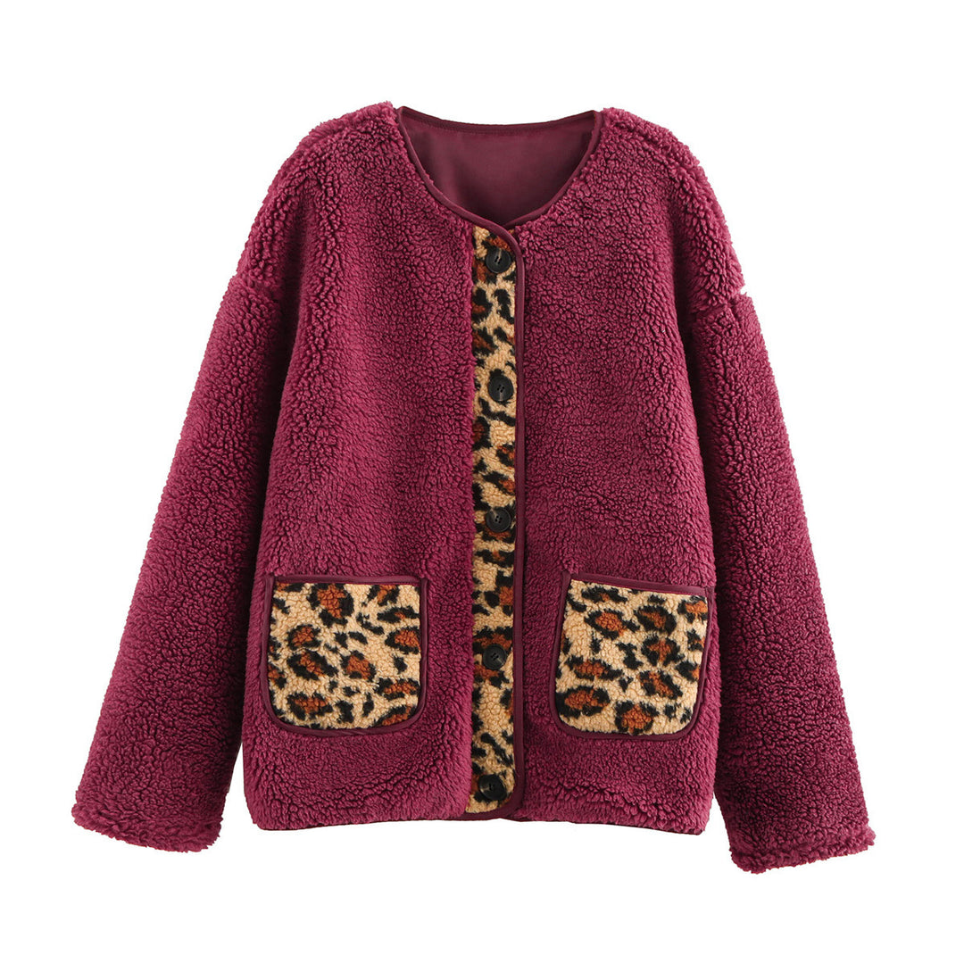 Teddy fleece jacket for women with animal pattern and practical patch pockets Lune London