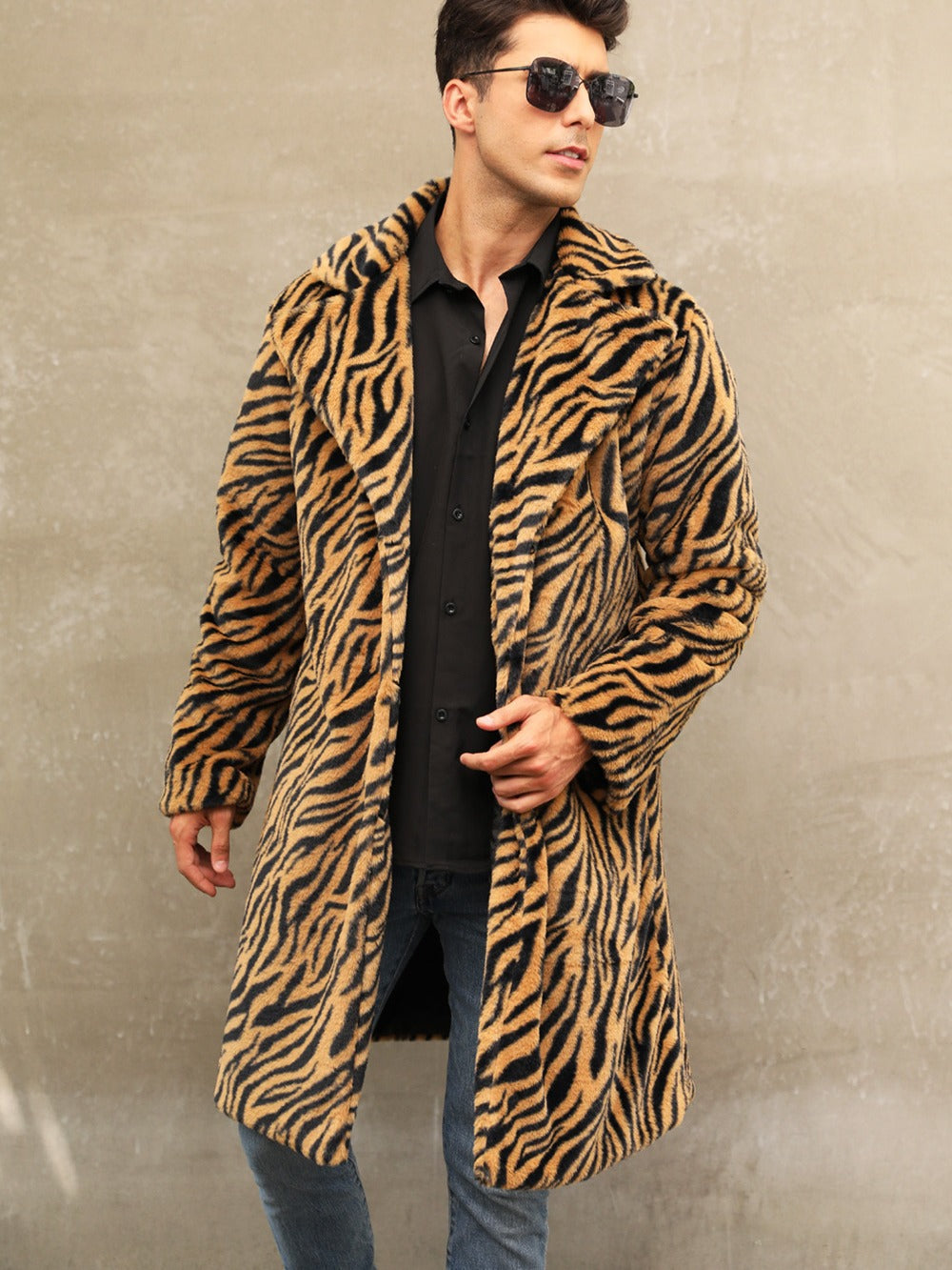 Men's faux fur coat with elegant zebra design Lune London