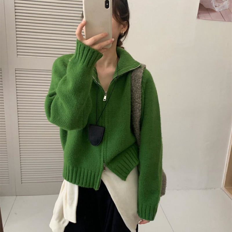 Cardigan pour femme avec col haut et fermeture éclair pratique Chic & Stil
