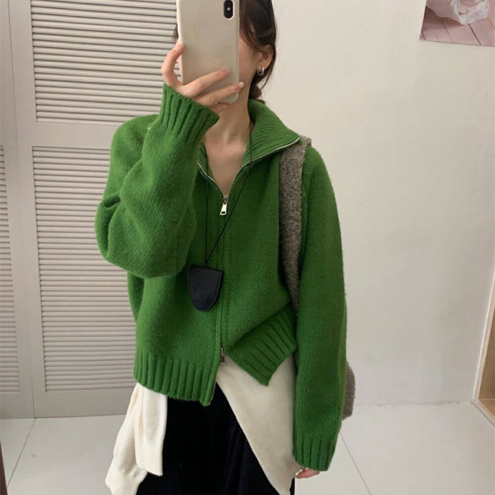 Cardigan pour femme avec col haut et fermeture éclair pratique Chic & Stil