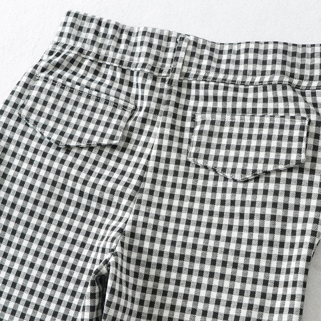 Ladies high-cut slim-fit pants with Vichy check and elastic waistband Amarae