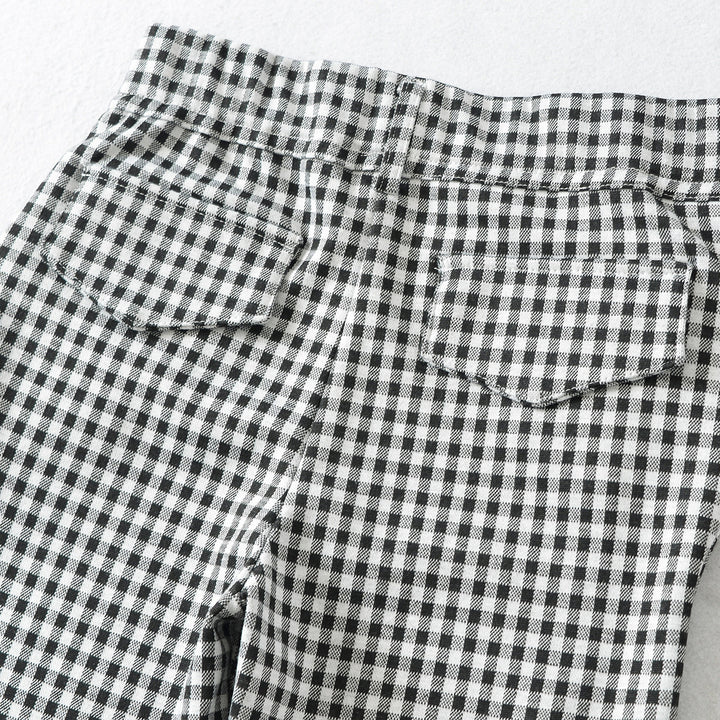Ladies high-cut slim-fit pants with Vichy check and elastic waistband Amarae