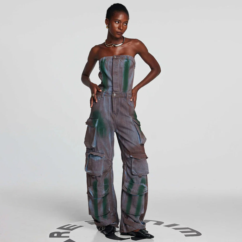 Women's cargo overalls with a versatile pocket design and elastic waist Lune London