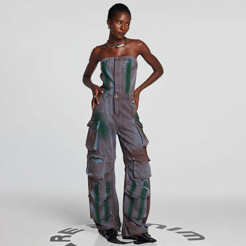 Women's cargo overalls with a versatile pocket design and elastic waist Amarae
