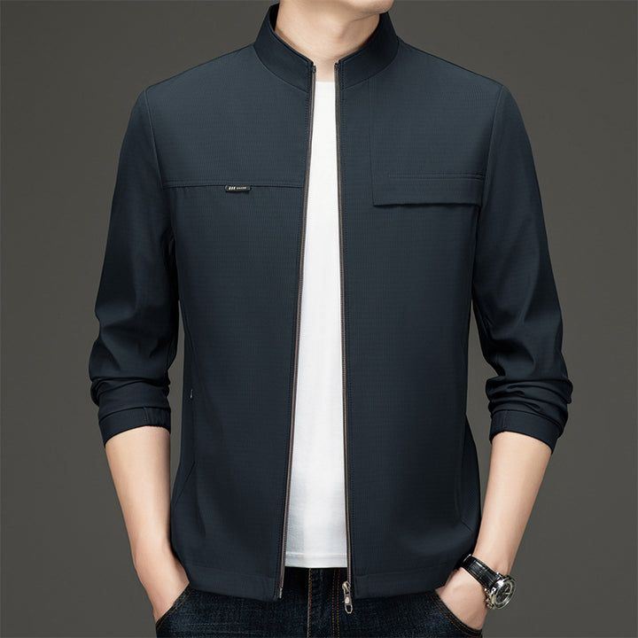 Elegant and sporty transition jacket for men with high collar Lune London