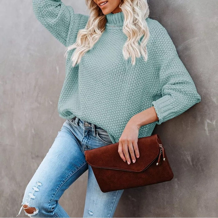 Pull en tricot épais pour femme avec col roulé et coupe décontractée Chic & Stil