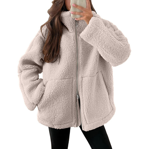 Ladies Cozy Teddy Jacket with Zipper Amarae