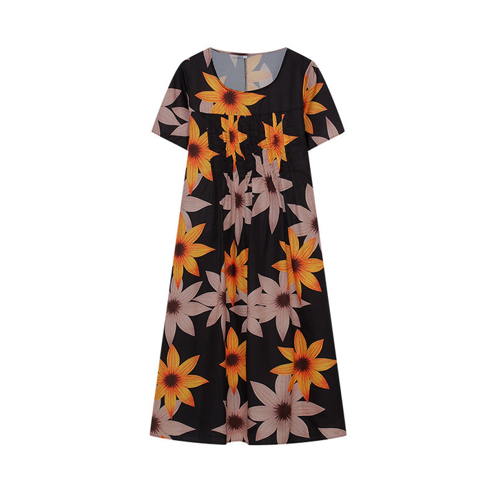 Maxi dress for women with a floral design and wide sleeves Lune London