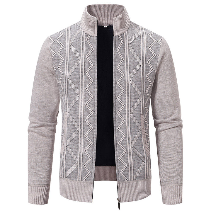 Elegant knitted jacket for men with textured pattern and high collar Lune London