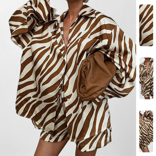 Chemise Oversize Femme avec Imprimé Zèbre et Manches Courtes Chic & Stil