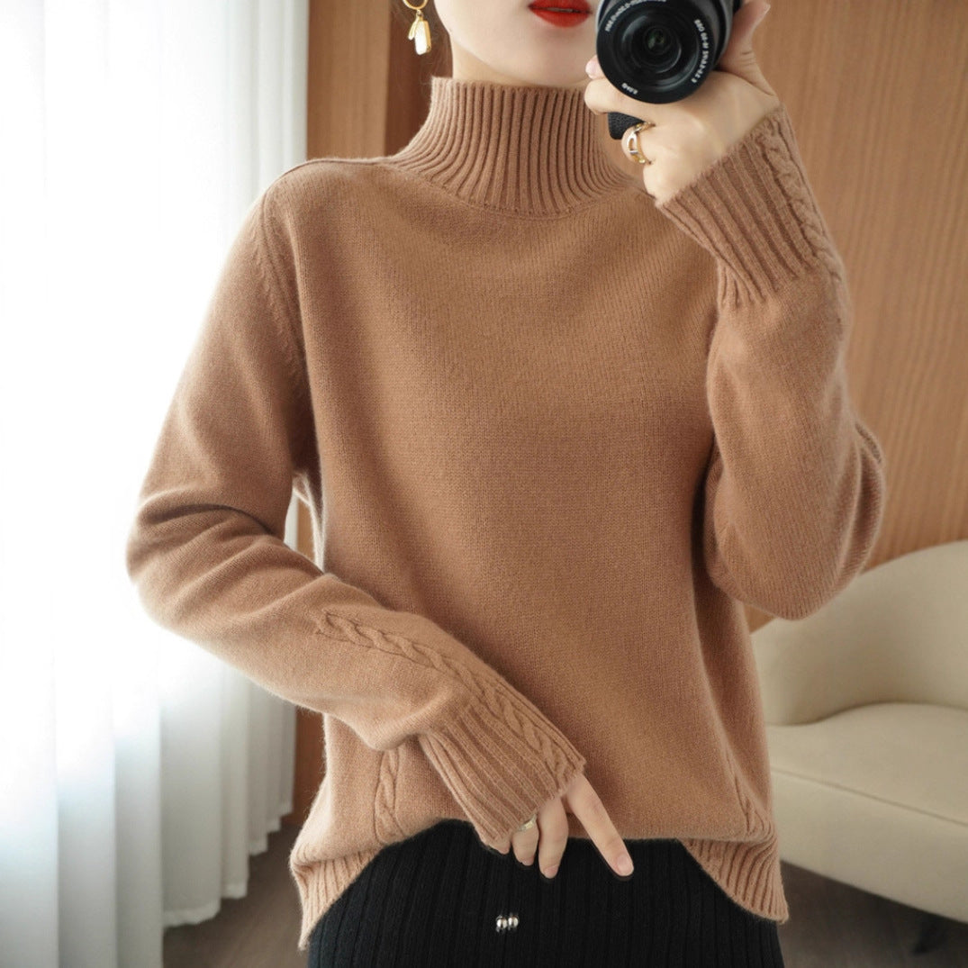 Elegant sweater for women with high collar and fine structure Lune London