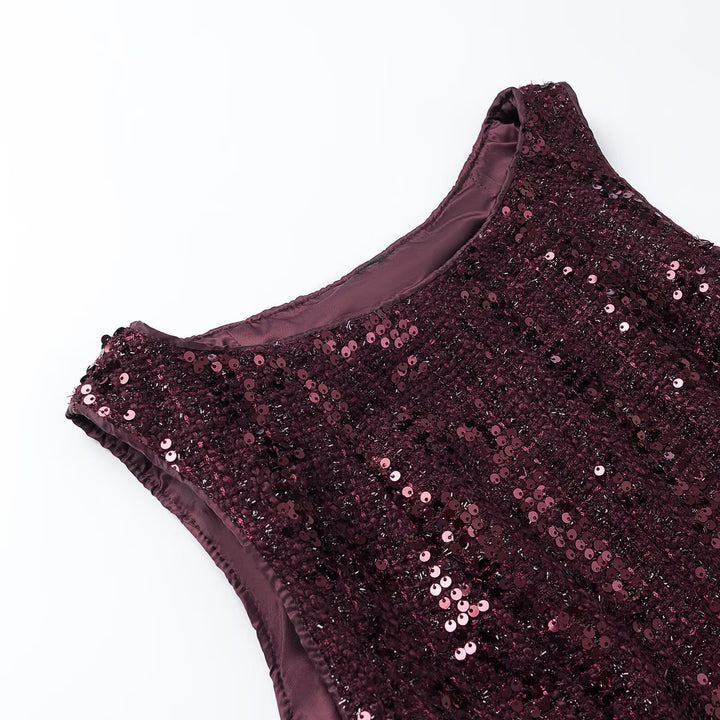 Women's Sequined Peplum Top with Round Neck and Figure-Flattering Waist Amarae