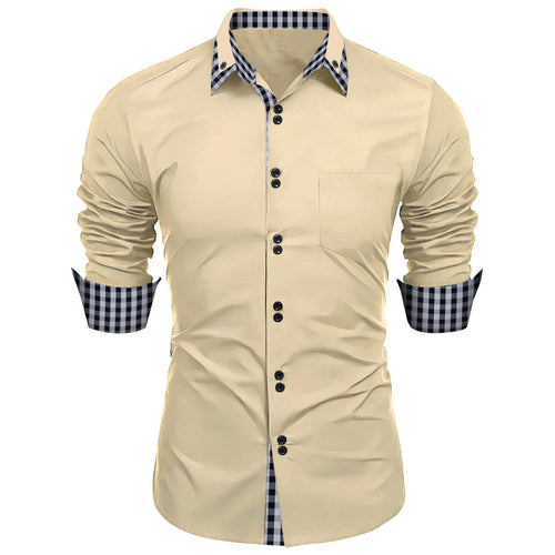 Premium long-sleeve shirt for men with contrasting button and cuff Amarae